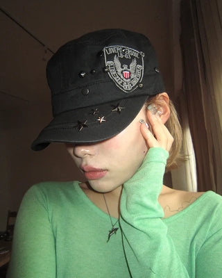 Army Patch Studded Railroad Cap