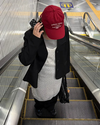 Jewel neck simple long T-shirt