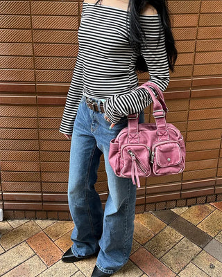Low-rise straight denim pants