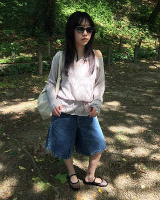Diamond-punched drawstring summer knit