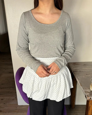 Jewel neck simple long T-shirt