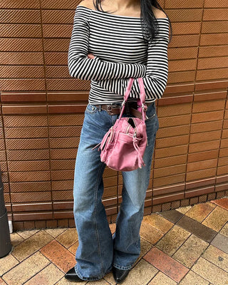 Low-rise straight denim pants
