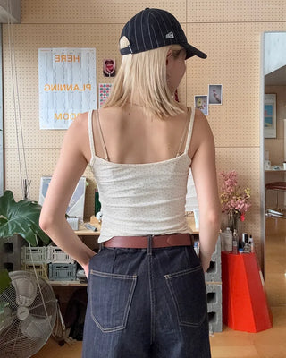 Dot bust lace slim camisole