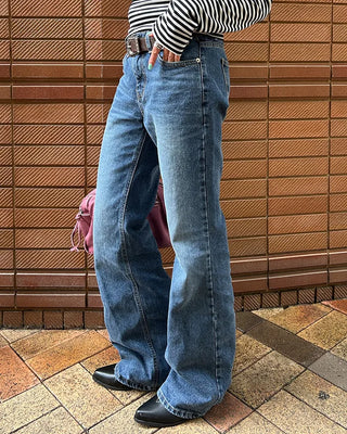 Low-rise straight denim pants