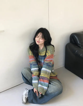 Striped round neck knit