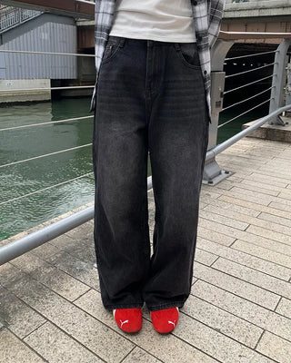Vintage wide-leg denim pants