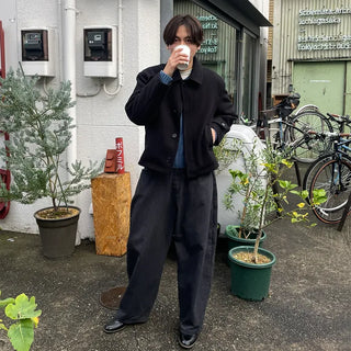 Button-collar half coat