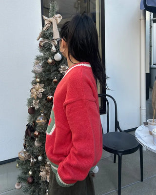 88 V-neck bicolor knit