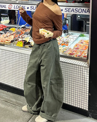 Asymmetrical Shoulder Double Border Long Cut and Sew