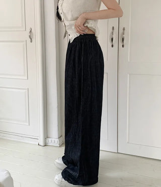String Wide Summer Low Denim Pants