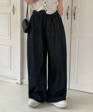 String Wide Summer Low Denim Pants