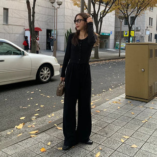 Velour wide-leg elastic waist pants