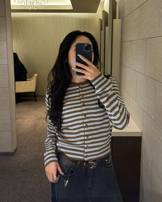 Two-tone striped cardigan