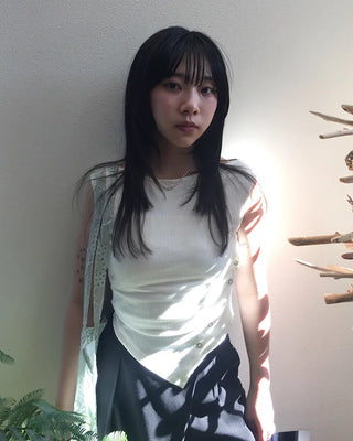 Asymmetrical Snap Button Sleeveless Top