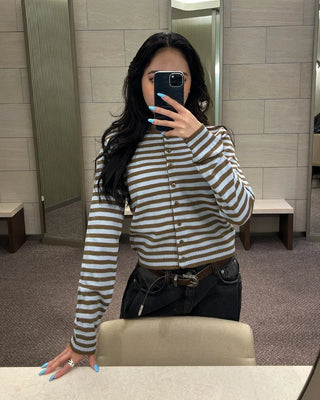 Two-tone striped cardigan