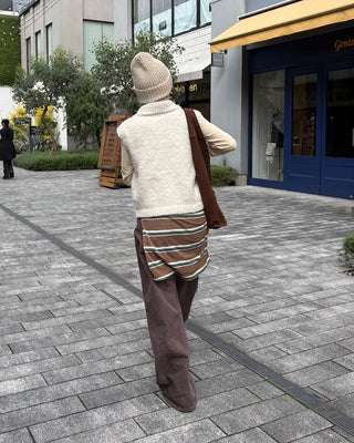 Brown cotton straight pants