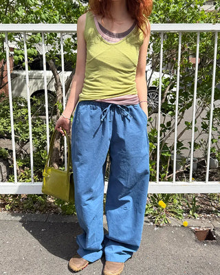 Cotton pants with elastic waistband