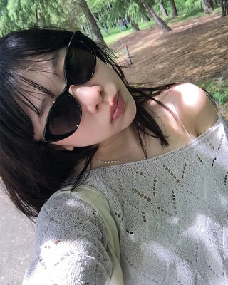 Diamond-punched drawstring summer knit