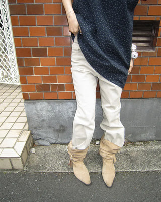 Double studded belt set with bootcut cotton pants