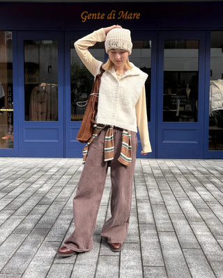 Brown cotton straight pants
