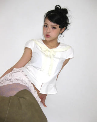 (ORIGINAL) Sailor Collar Ribbon Blouse