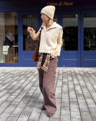 Brown cotton straight pants