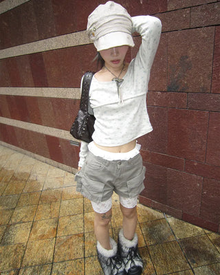 Henry Scooped Neck Flower Thermal Long T-Shirt