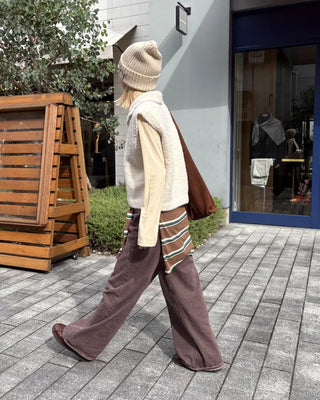 Brown cotton straight pants
