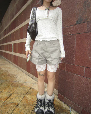 Henry Scooped Neck Flower Thermal Long T-Shirt