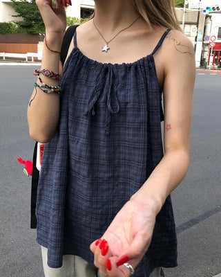 Checked Shirred Camisole