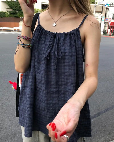 Checked Shirred Camisole