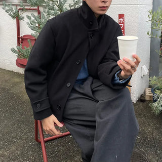 Button-collar half coat