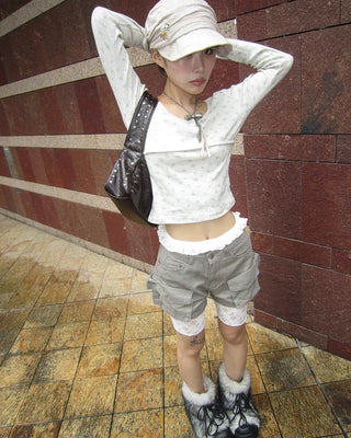 Henry Scooped Neck Flower Thermal Long T-Shirt