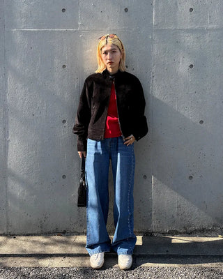 Scooped Neck Fleece Long T-Shirt
