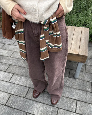 Brown cotton straight pants