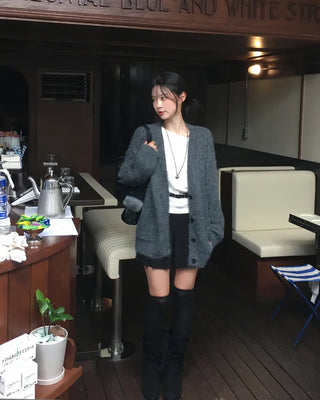 Angora V-neck cardigan
