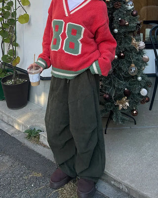 Slash Yoke Corduroy Fleece Easy Pants