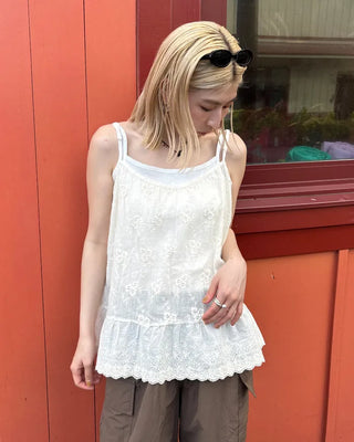 Flower Point Cotton Camisole Top