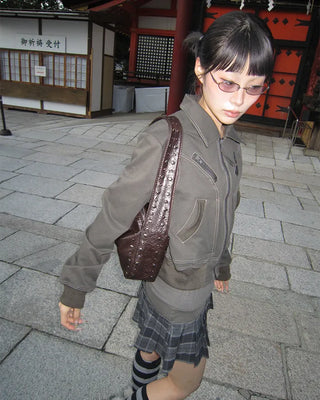 Tartan check studded mini pleated skirt