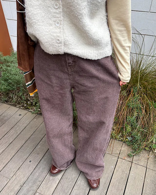 Brown cotton straight pants