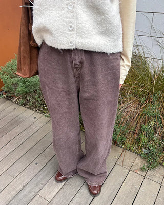 Brown cotton straight pants
