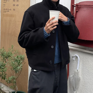 Button-collar half coat