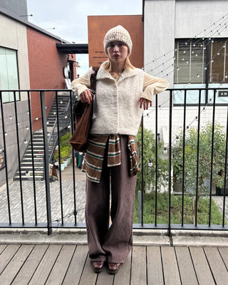 Brown cotton straight pants