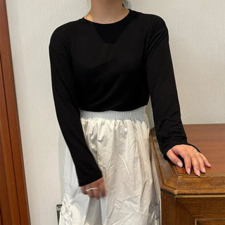 Pastel crop long-sleeved T-shirt