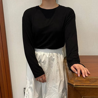 Pastel crop long-sleeved T-shirt