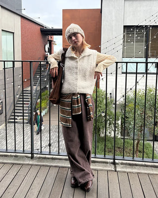 Brown cotton straight pants
