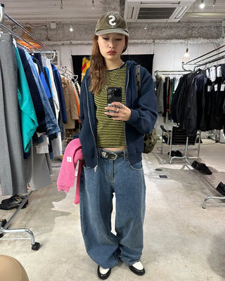 Round neck simple striped long T-shirt