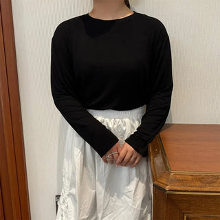 Pastel crop long-sleeved T-shirt