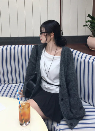 Angora V-neck cardigan