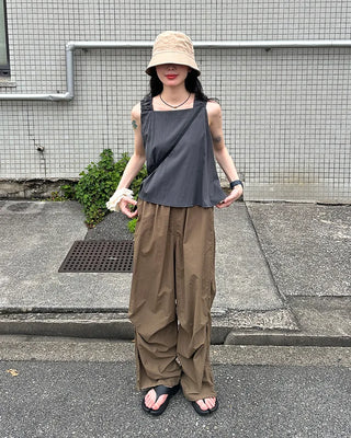 (Unisex) Nylon Parachute Wide Pants